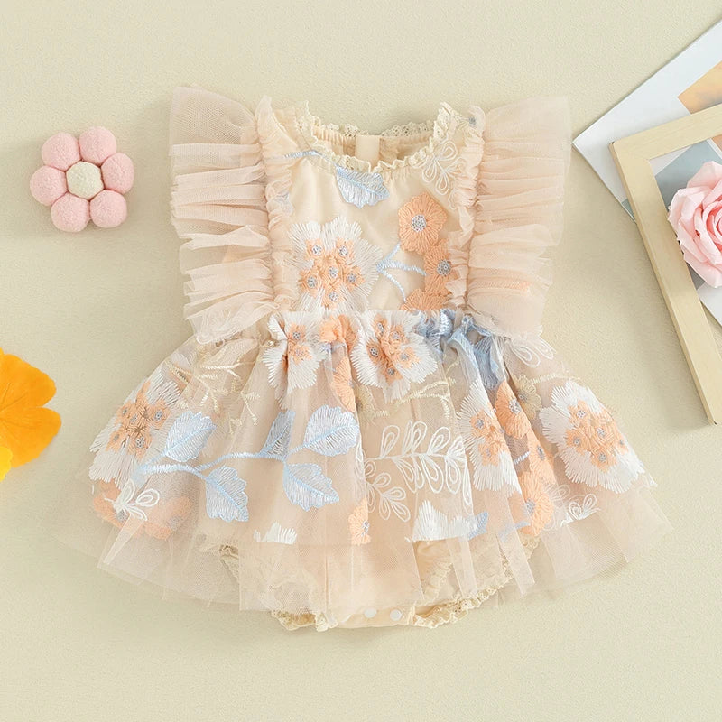 GARDEN FAIRY Tulle Romper Dress Beige / 6-12 months GARDEN FAIRY Tulle Romper Dress Beige / 6-12 months