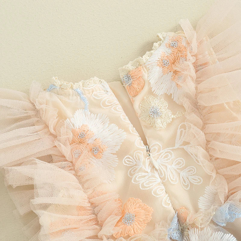 GARDEN FAIRY Tulle Romper Dress Beige / 6-12 months