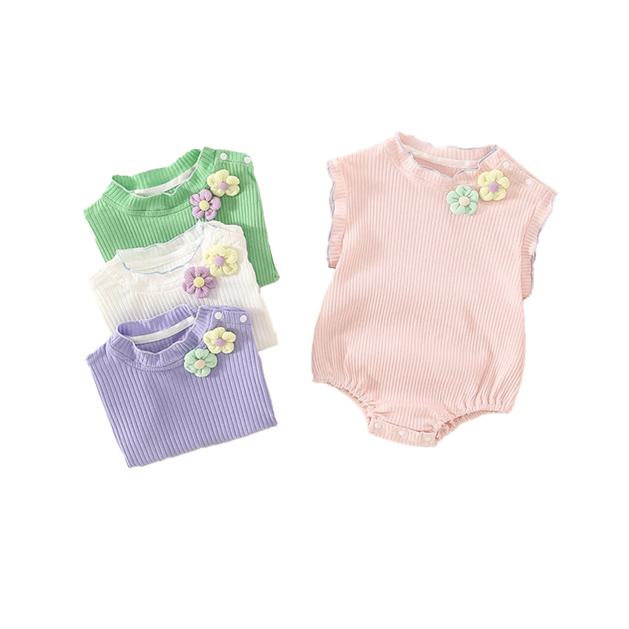 FLOWERS Ribbed Romper
