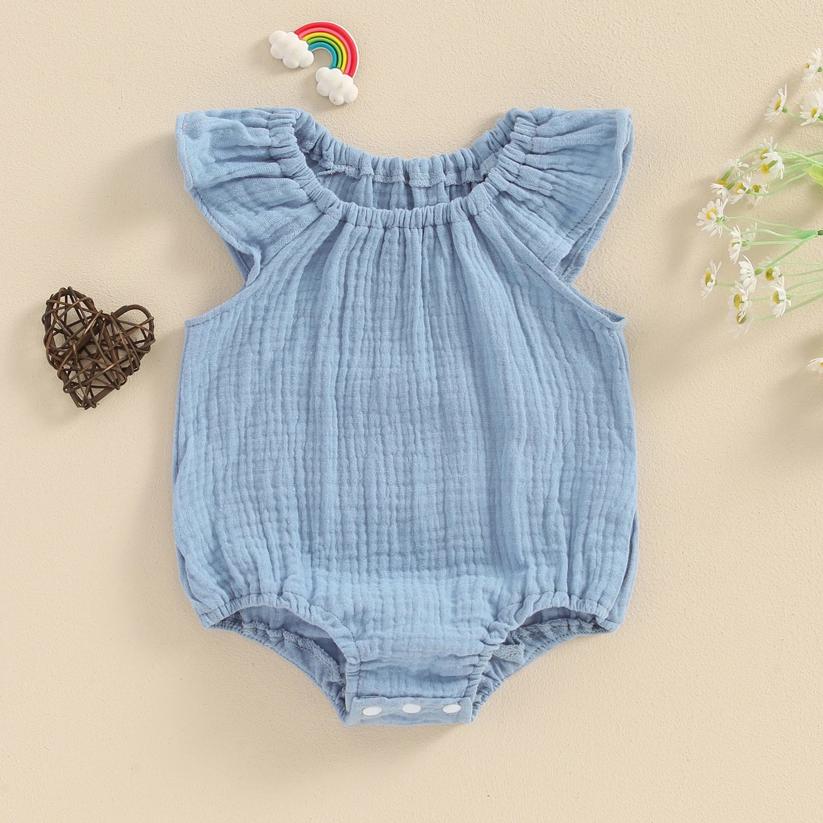 summer infant muslin BETSY Muslin Summer Romper Khaki / 3-6 months
