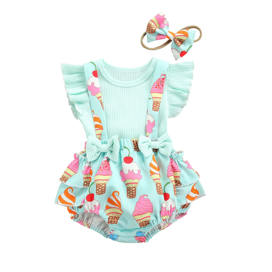 ICE CREAM Romper with Headband