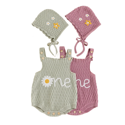 ONE Knitted Romper with Cap