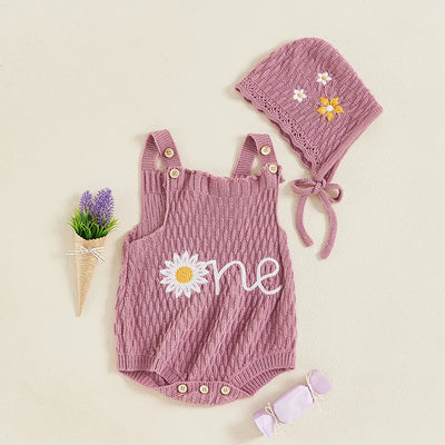 ONE Knitted Romper with Cap