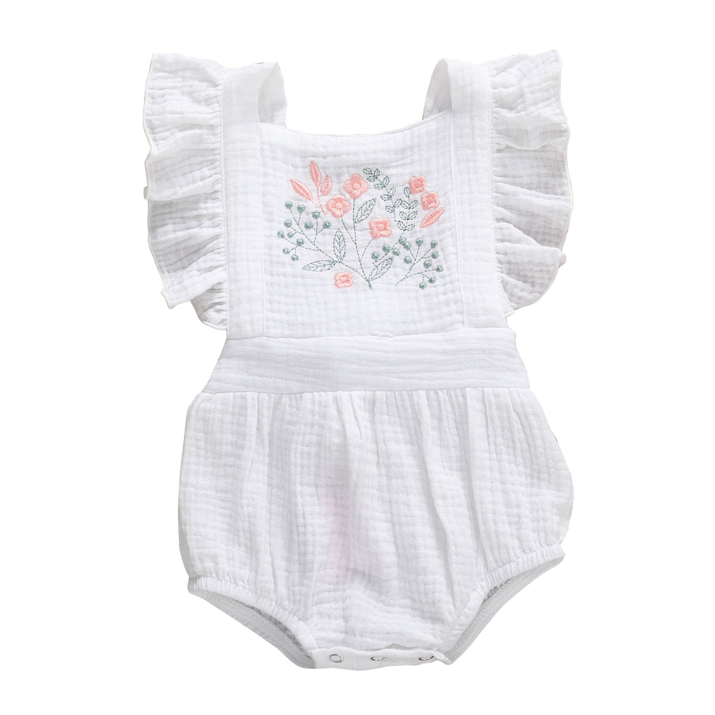 THEA Embroidered Ruffle Romper