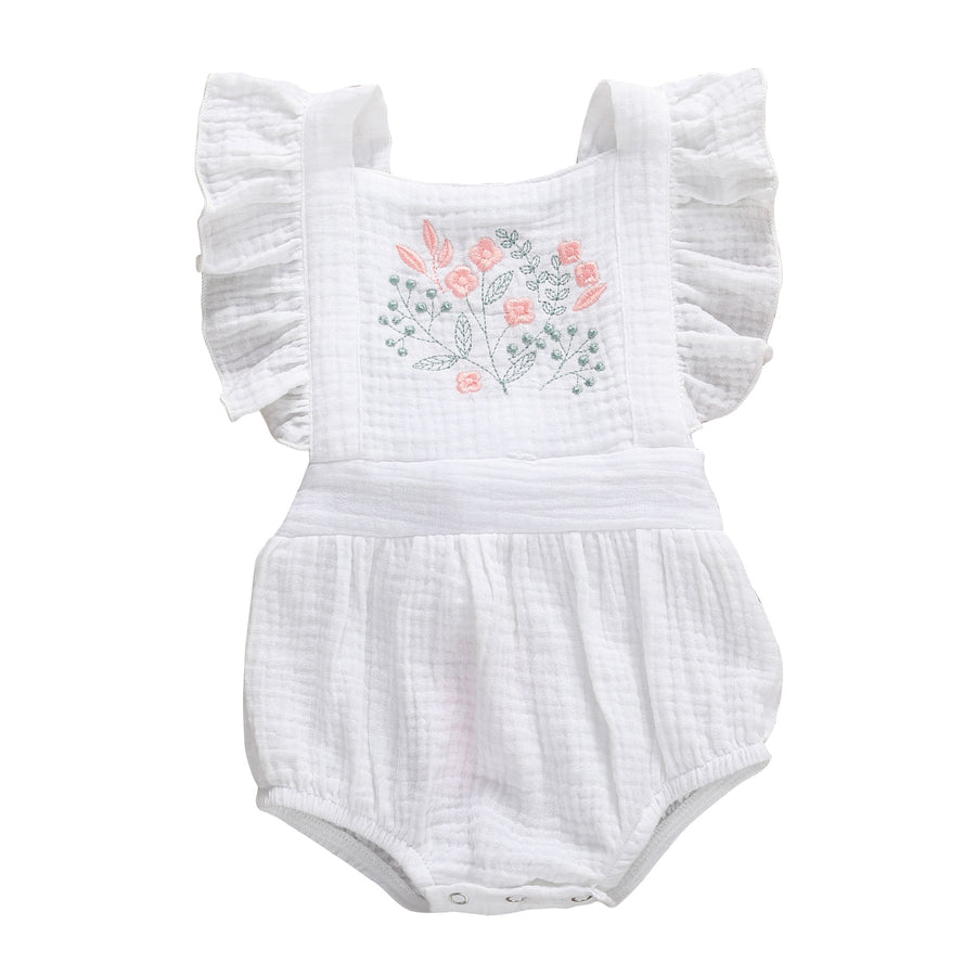 THEA Embroidered Ruffle Romper