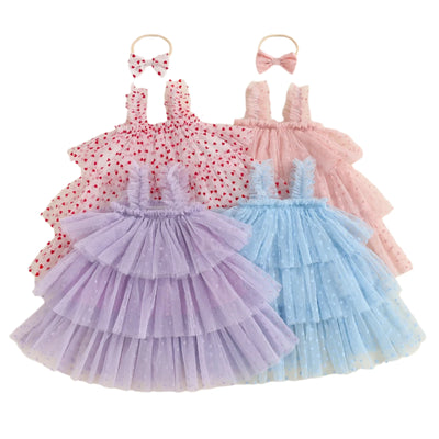 POLKA HEARTS Layered Tulle Dress