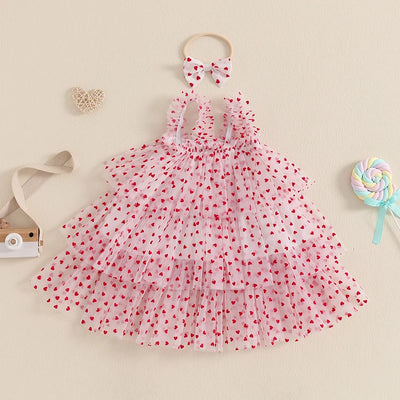 POLKA HEARTS Layered Tulle Dress