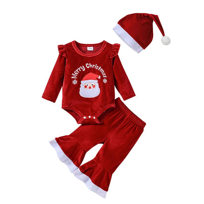 MERRY CHRISTMAS Velvet Bellbottom Outfit