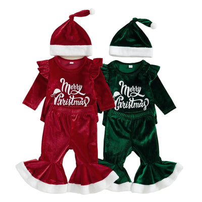 MERRY CHRISTMAS Velvet Bellbottoms Outfit