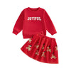 JOYFUL Sequin Reindeer Skirt Outfit