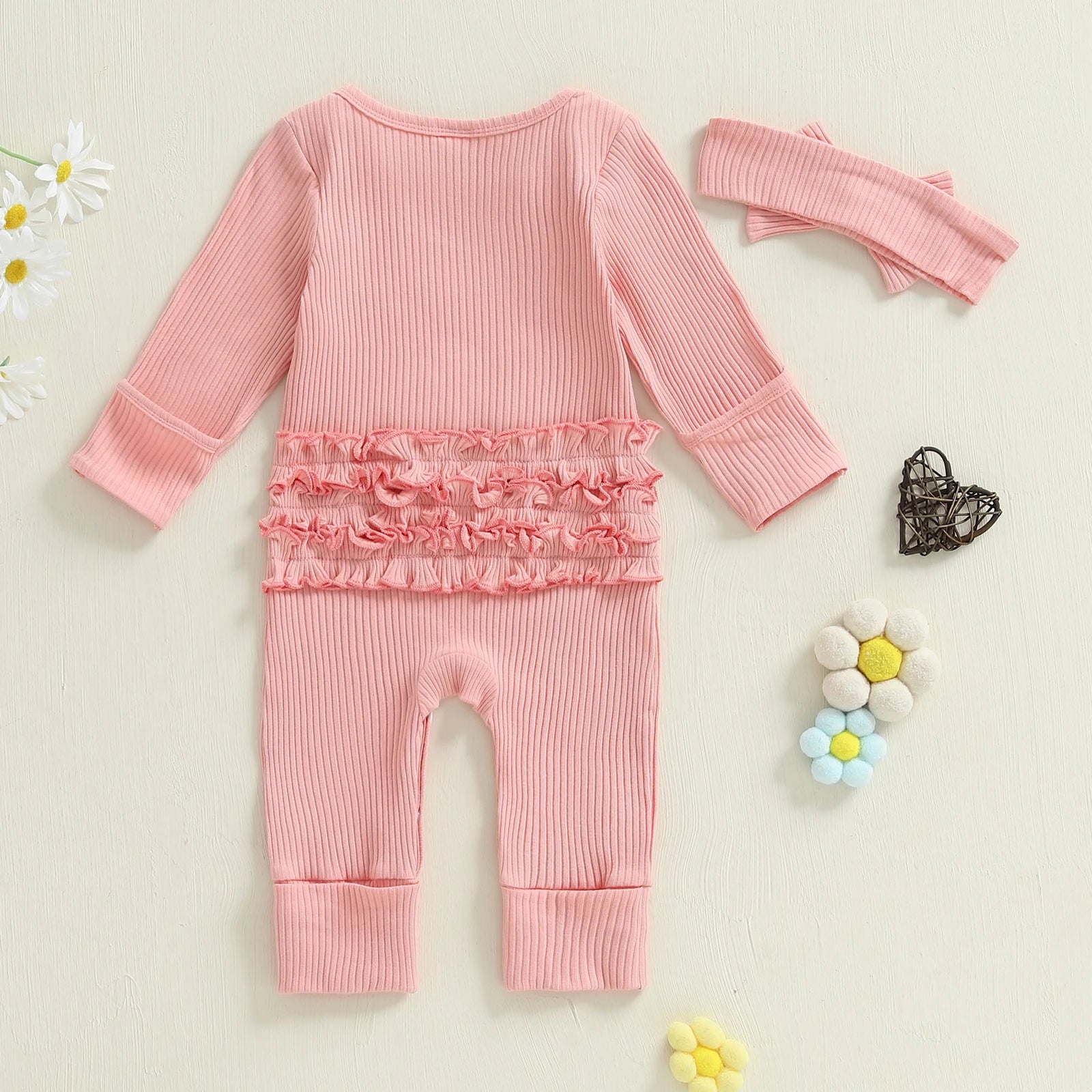 LITTLE SIS Ribbed Jumpsuit with Headband