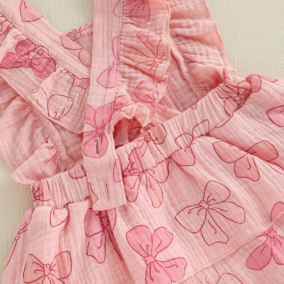 BOWTIE Pink Ruffle Romper