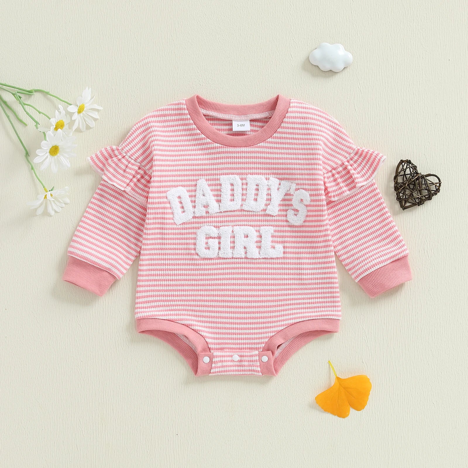 DADDY'S GIRL Striped Ruffle Romper