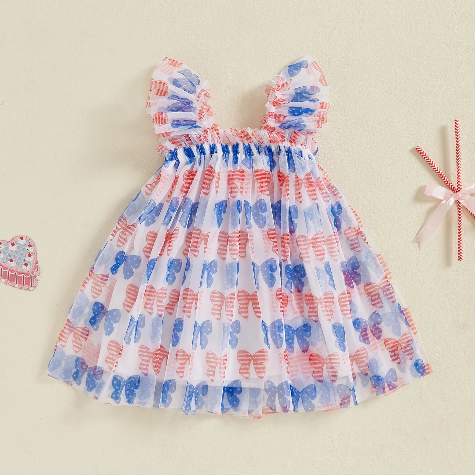 RED, WHITE & BLUE Bowtie Tulle Dress