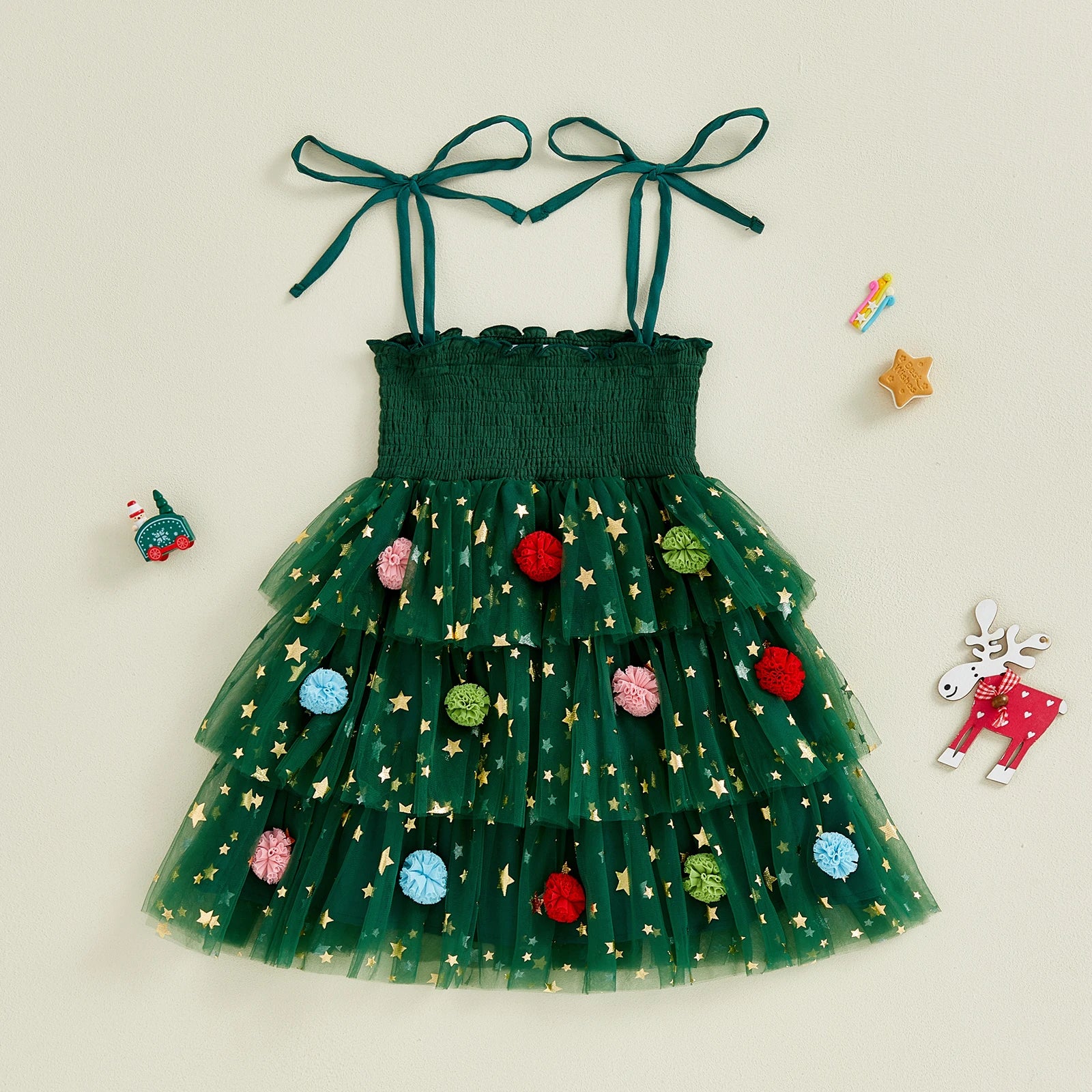 CHRISTMAS Smocked Layered Dress