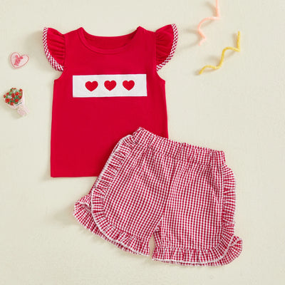 LITTLE HEARTS Checkered Ruffle Shorts Outfit