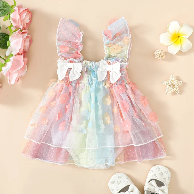 PASTEL Flowers Romper Dress