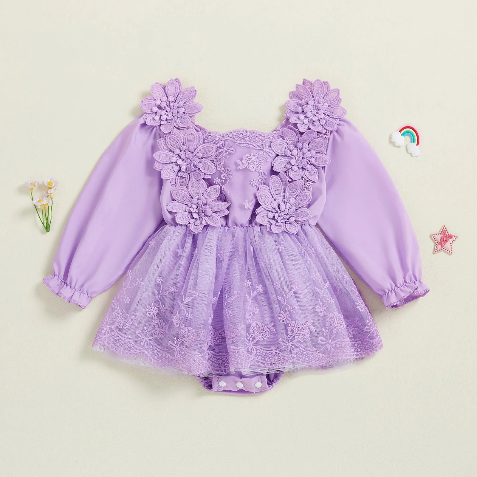 STELLA Floral Lace Romper Dress