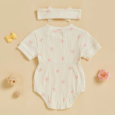 BOWTIES Ribbed Romper with Headband