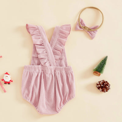 HO HO HO Pink Corduroy Romper