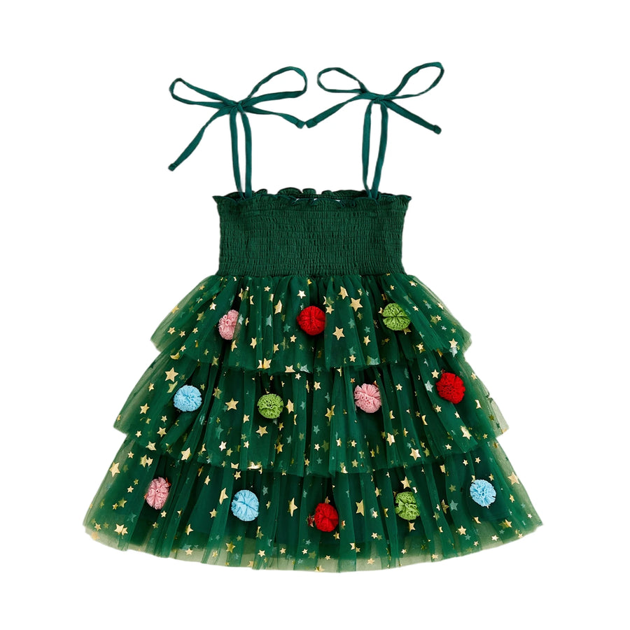 CHRISTMAS Smocked Layered Dress