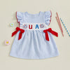 INDEPENDENCE DAY Ruffle Sleeve Bowtie Dress