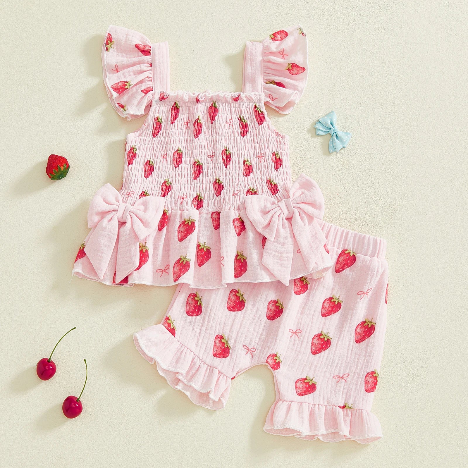 CHERRIES Smocked Bowtie Outfit