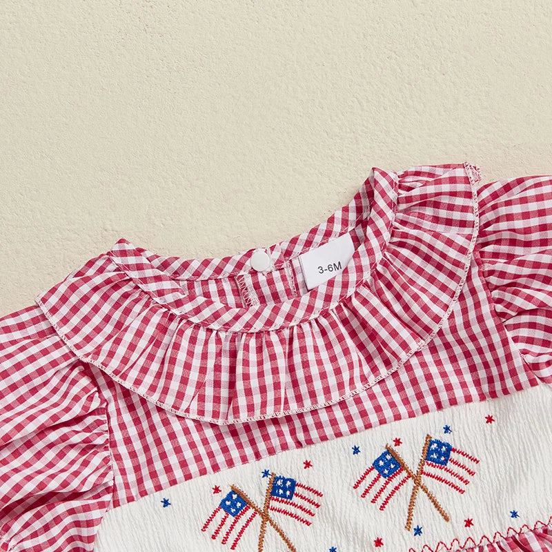 USA FLAG Checkered Romper