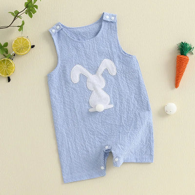 BUNNY Checkered Blue Romper