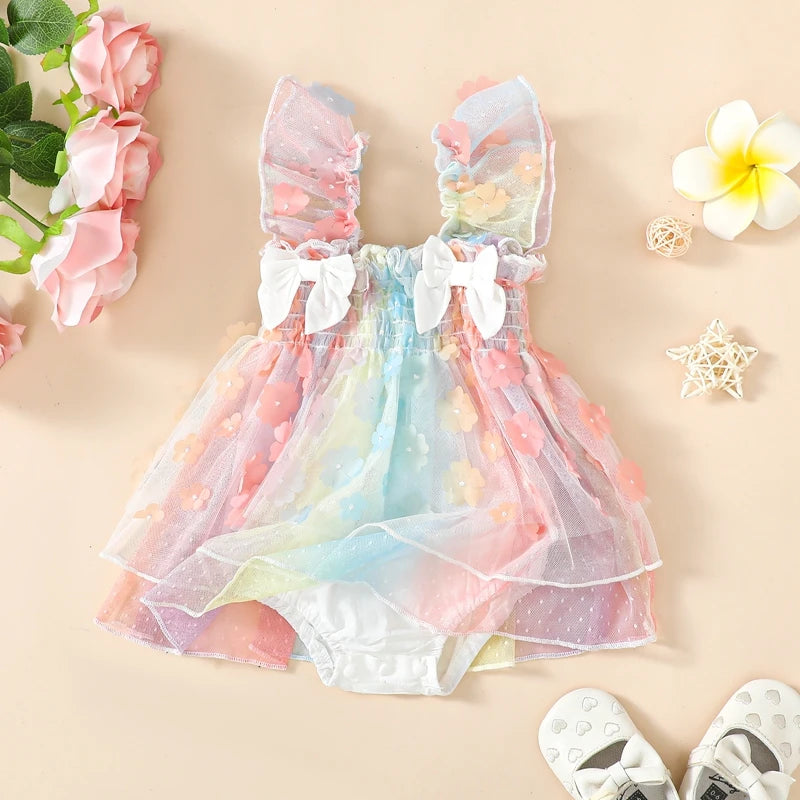 PASTEL Flowers Romper Dress