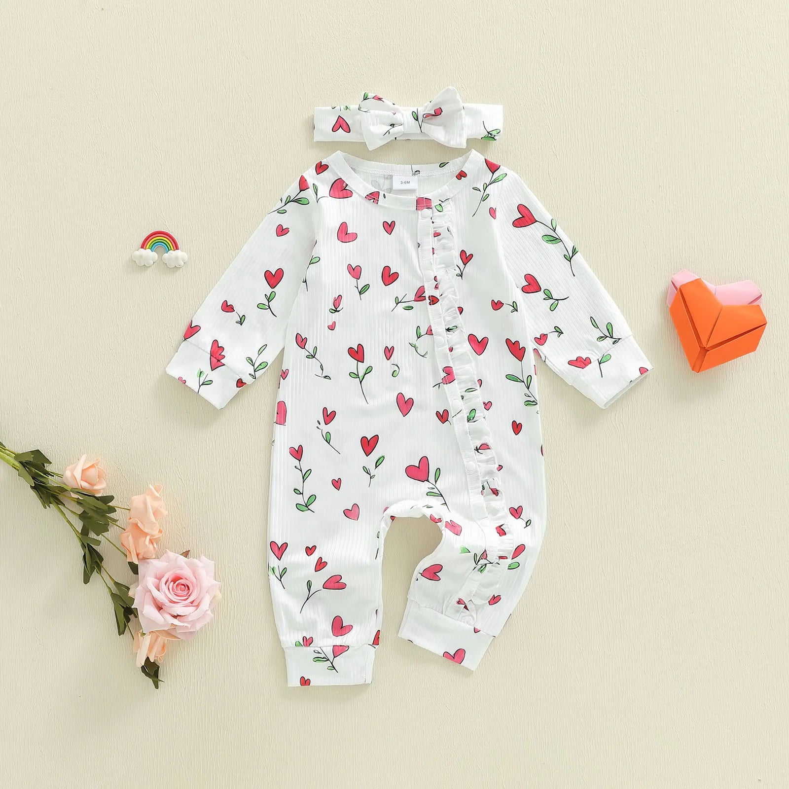 HEART FLOWERS Ruffle Jumpsuit