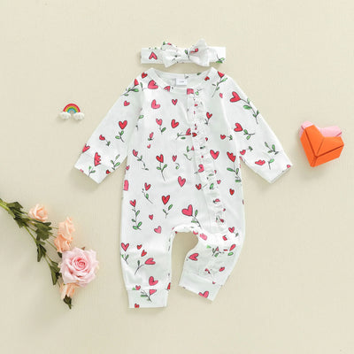HEART FLOWERS Ruffle Jumpsuit