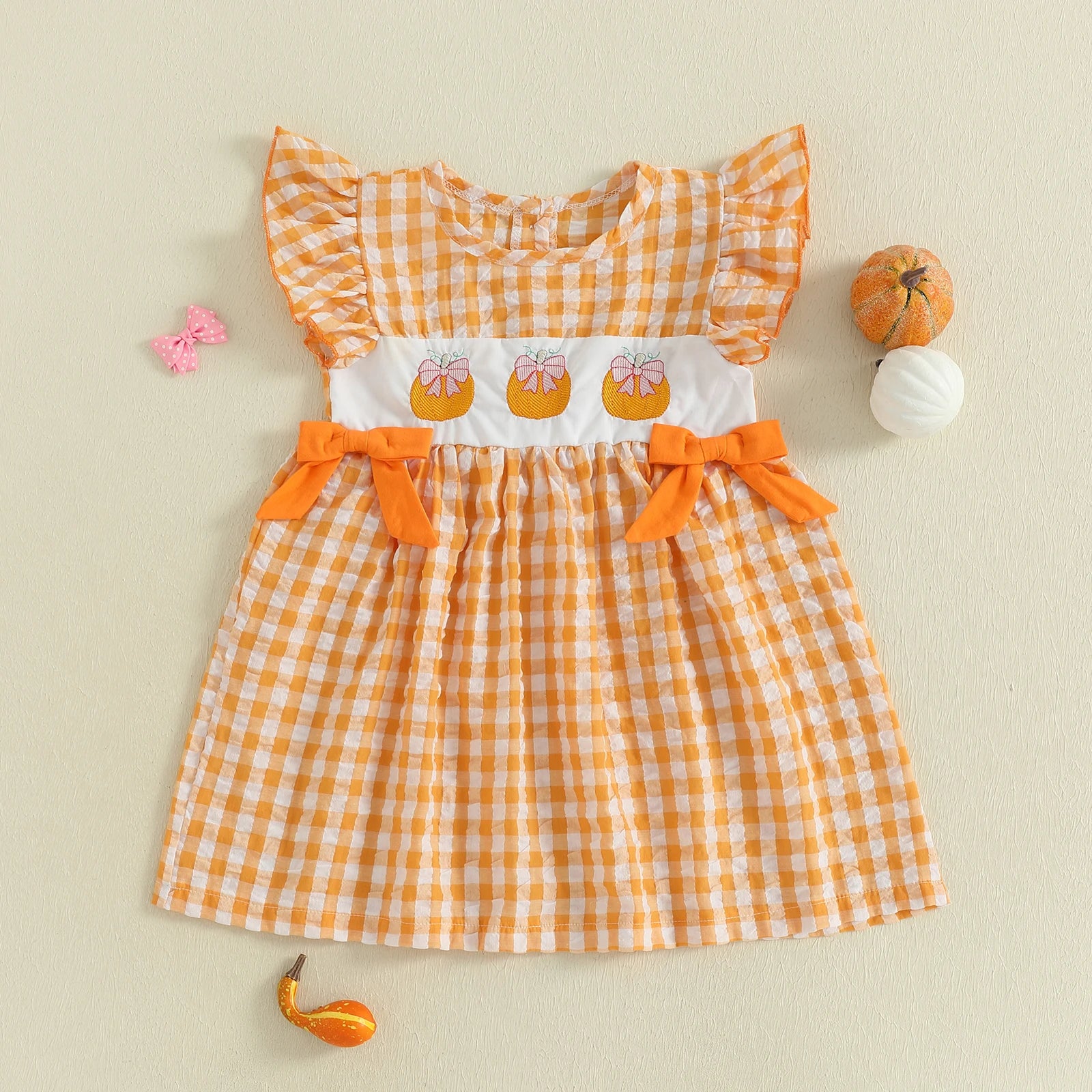 PUMPKINS Checkered Ruffle Dress
