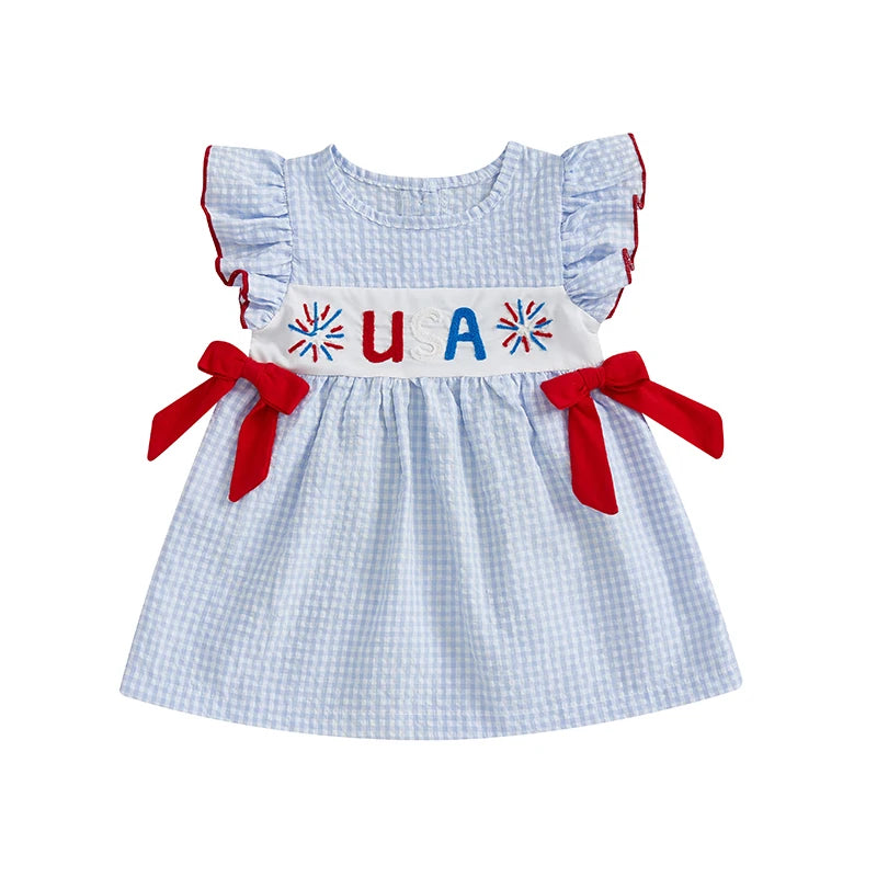 INDEPENDENCE DAY Ruffle Sleeve Bowtie Dress
