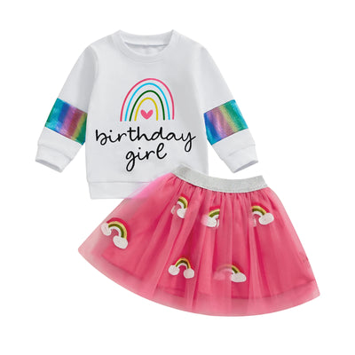 BIRTHDAY GIRL Rainbow Skirt Outfit