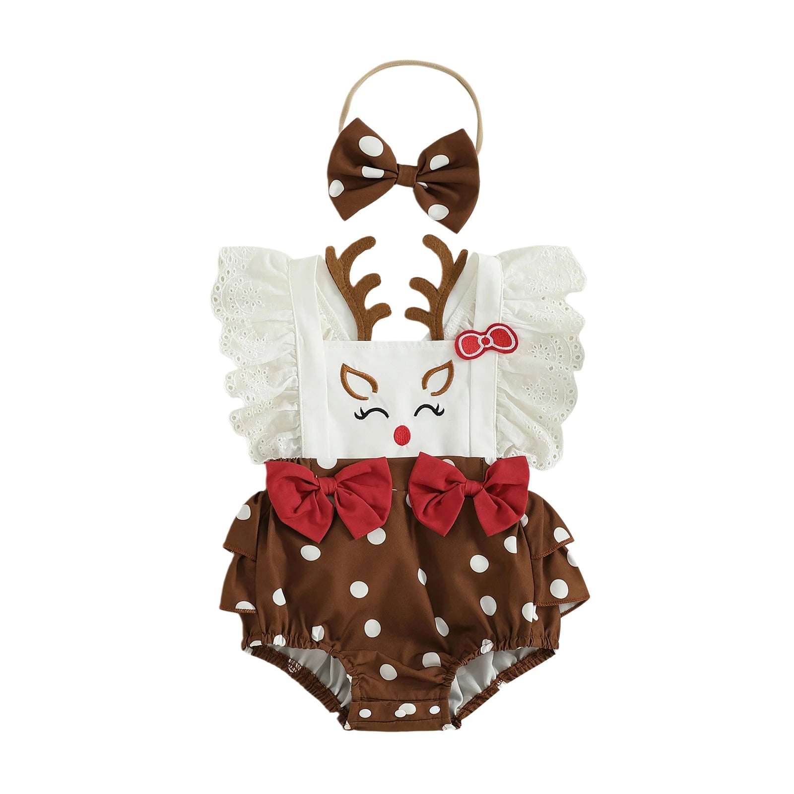 HAPPY REINDEER Romper with Headband