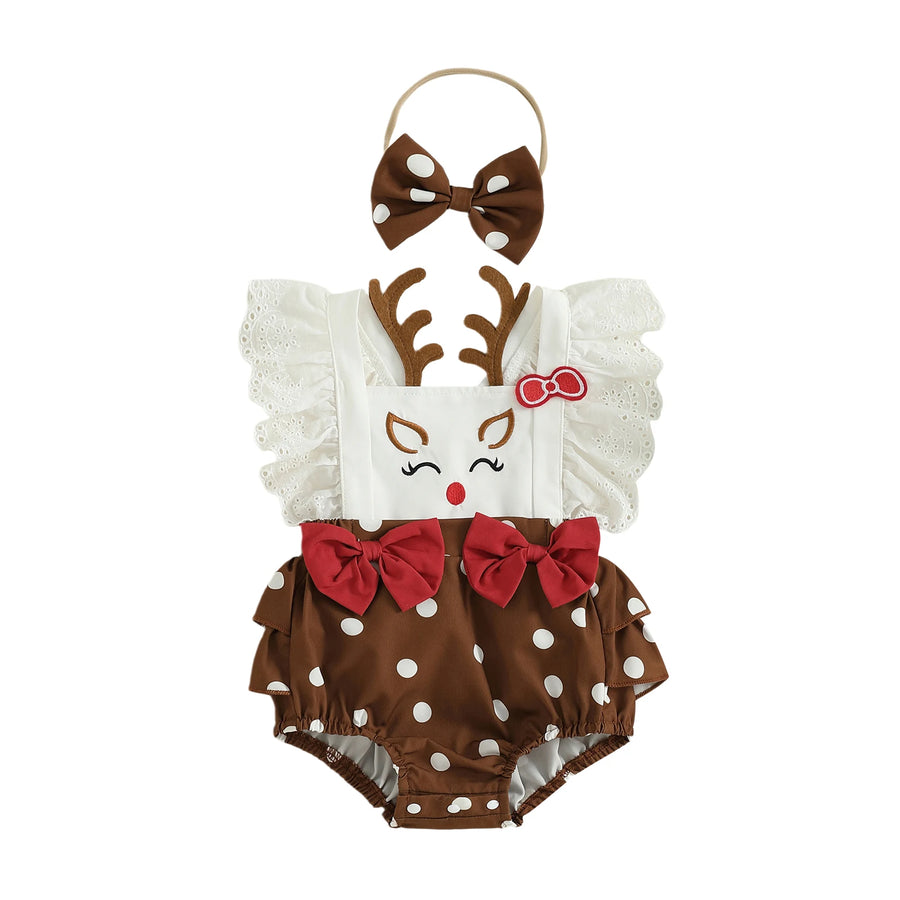 HAPPY REINDEER Romper with Headband