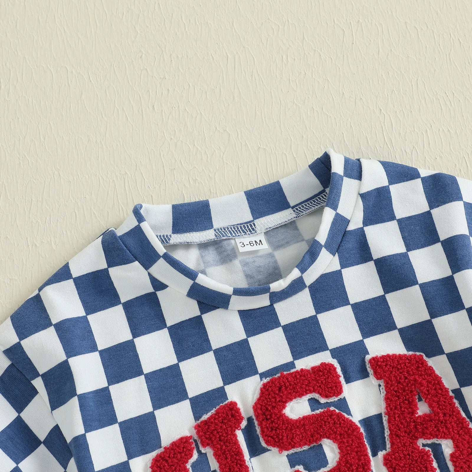 USA Checkered Blue T-Shirt Onesie