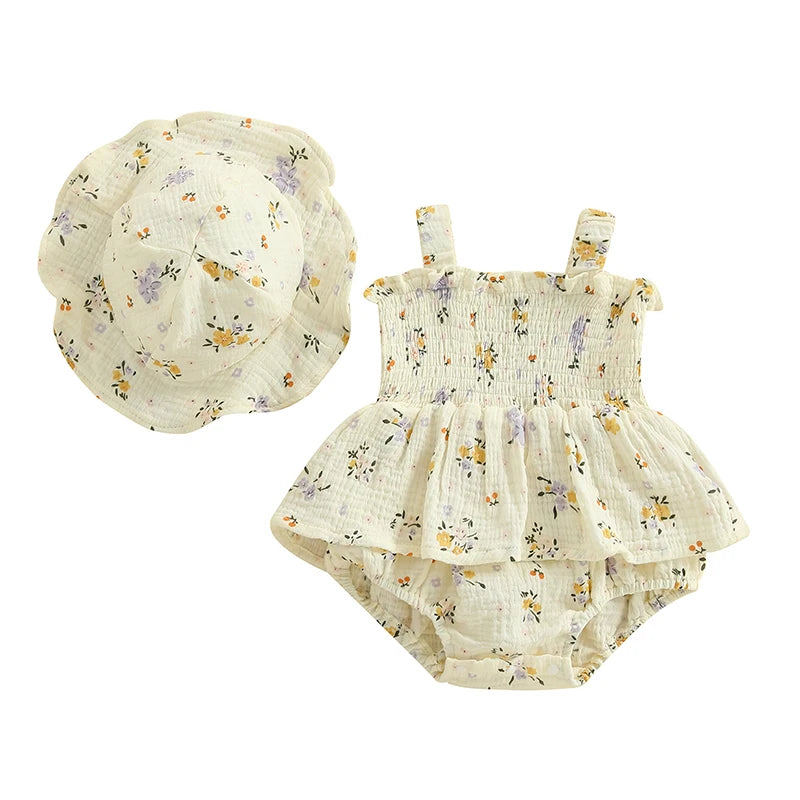 MARA Floral Romper with Sun Hat