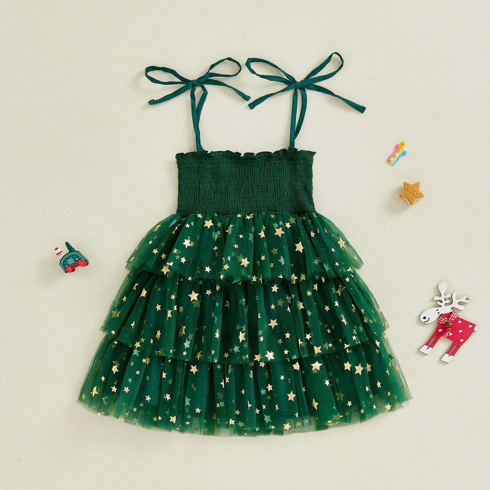 CHRISTMAS Smocked Layered Dress