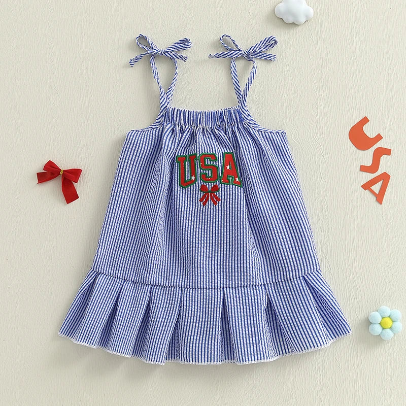 USA Striped Ruffle Dress