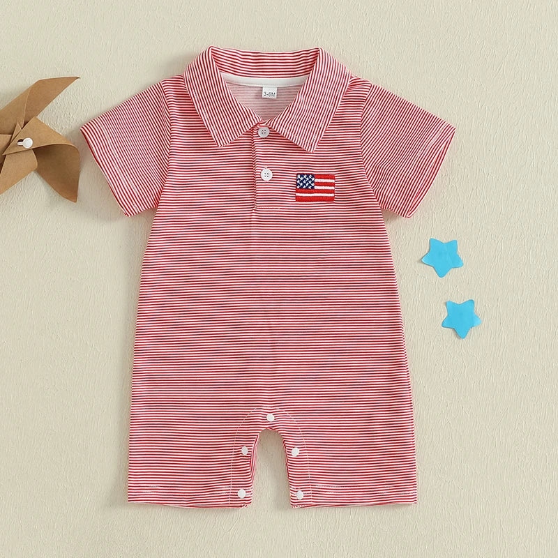 USA Red Striped Summer Jumpsuit