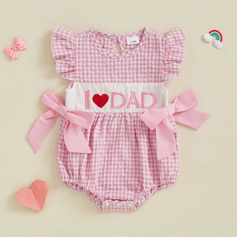 I LOVE MOM/DAD Bowtie Romper