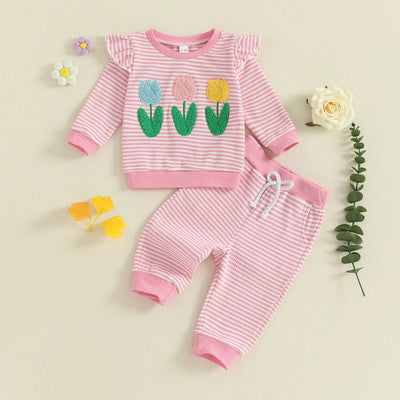 TULIPS Striped Ruffle Outfit