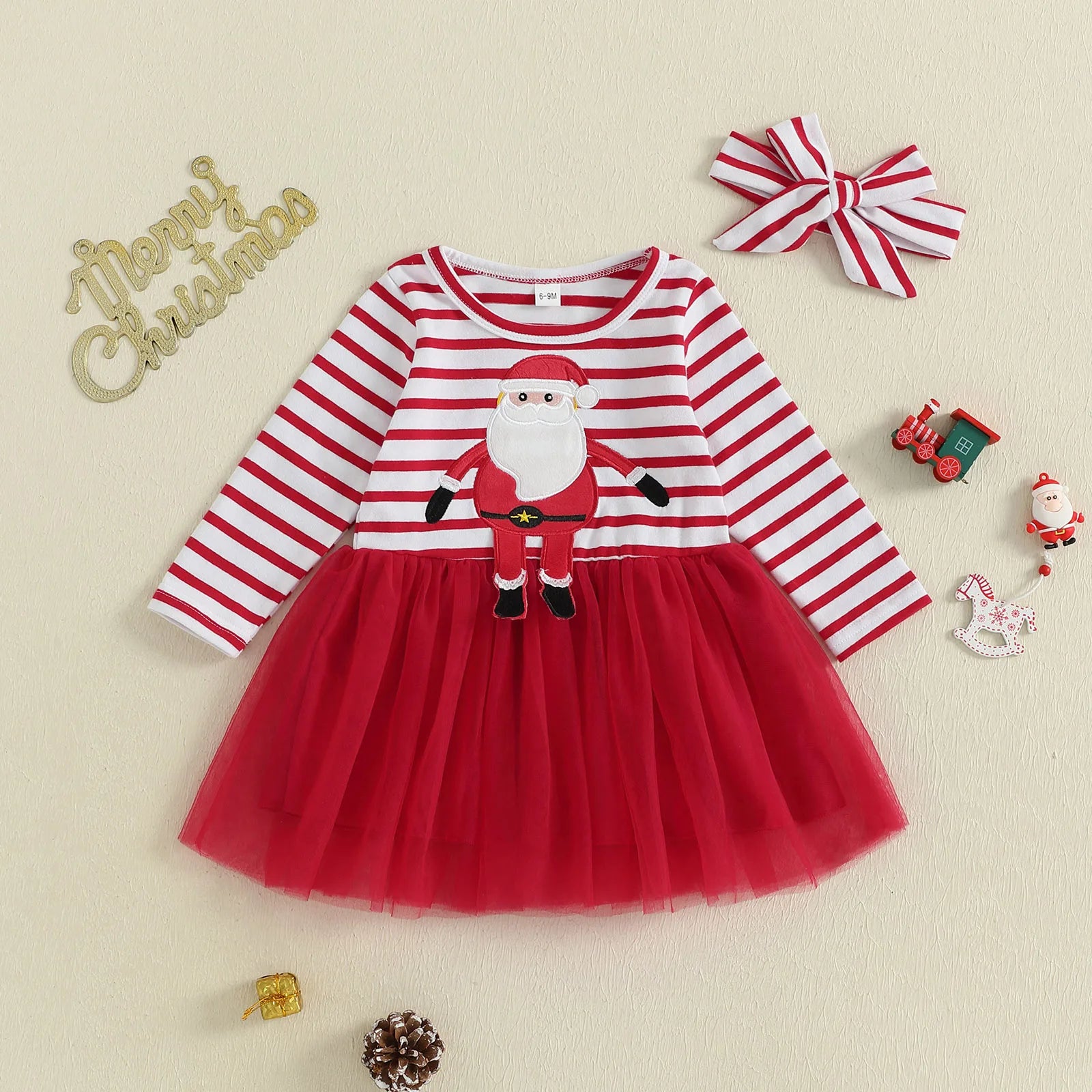 SANTA Striped Red Tulle Dress