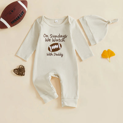 ON SUNDAYS WE WATCH FOOTBALL Waffle Knit Jumpsuit