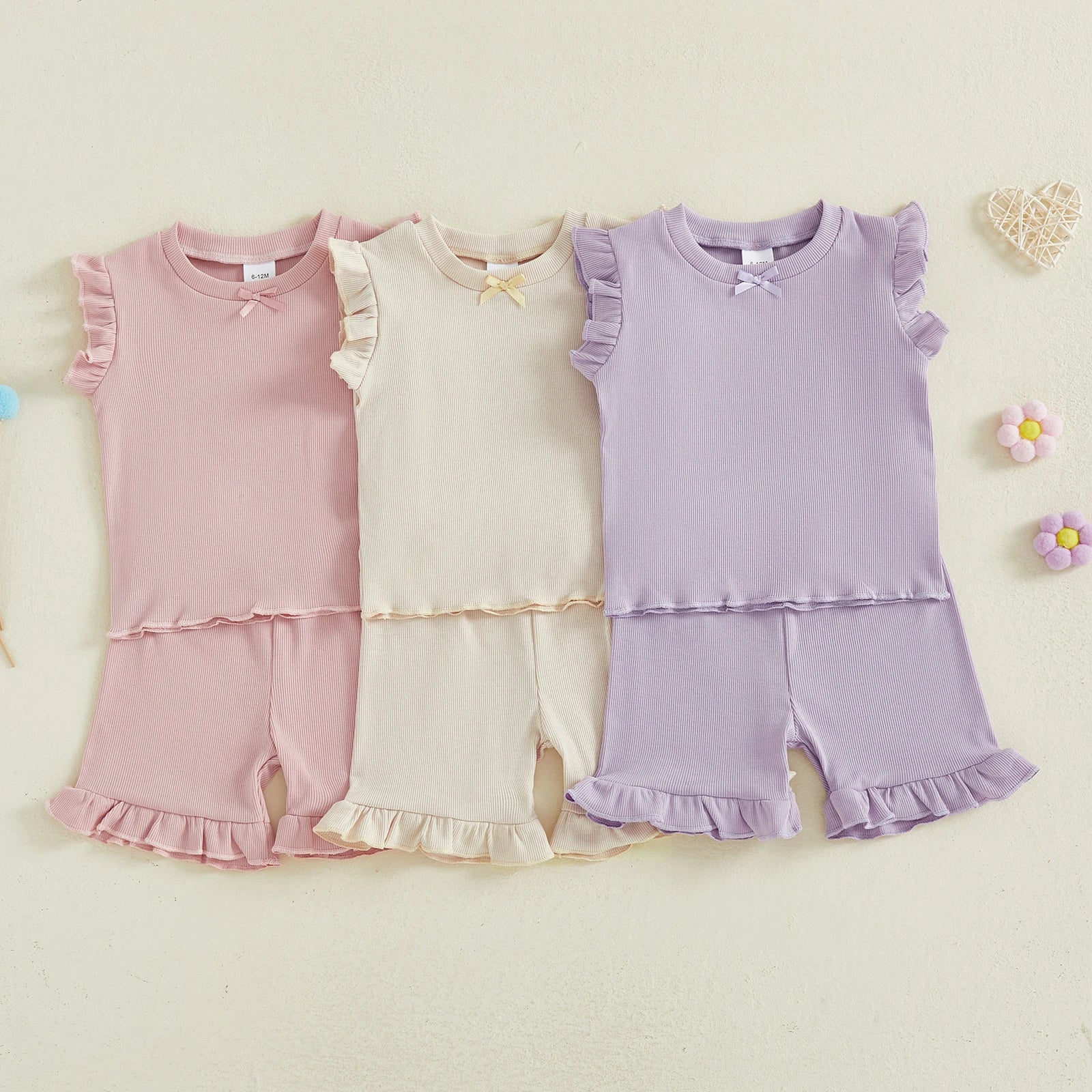 LITTLE BOWTIE Ribbed Ruffle Outfit