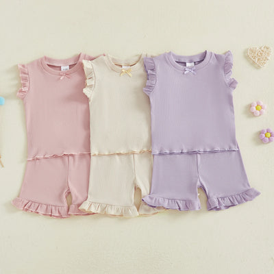 LITTLE BOWTIE Ribbed Ruffle Outfit
