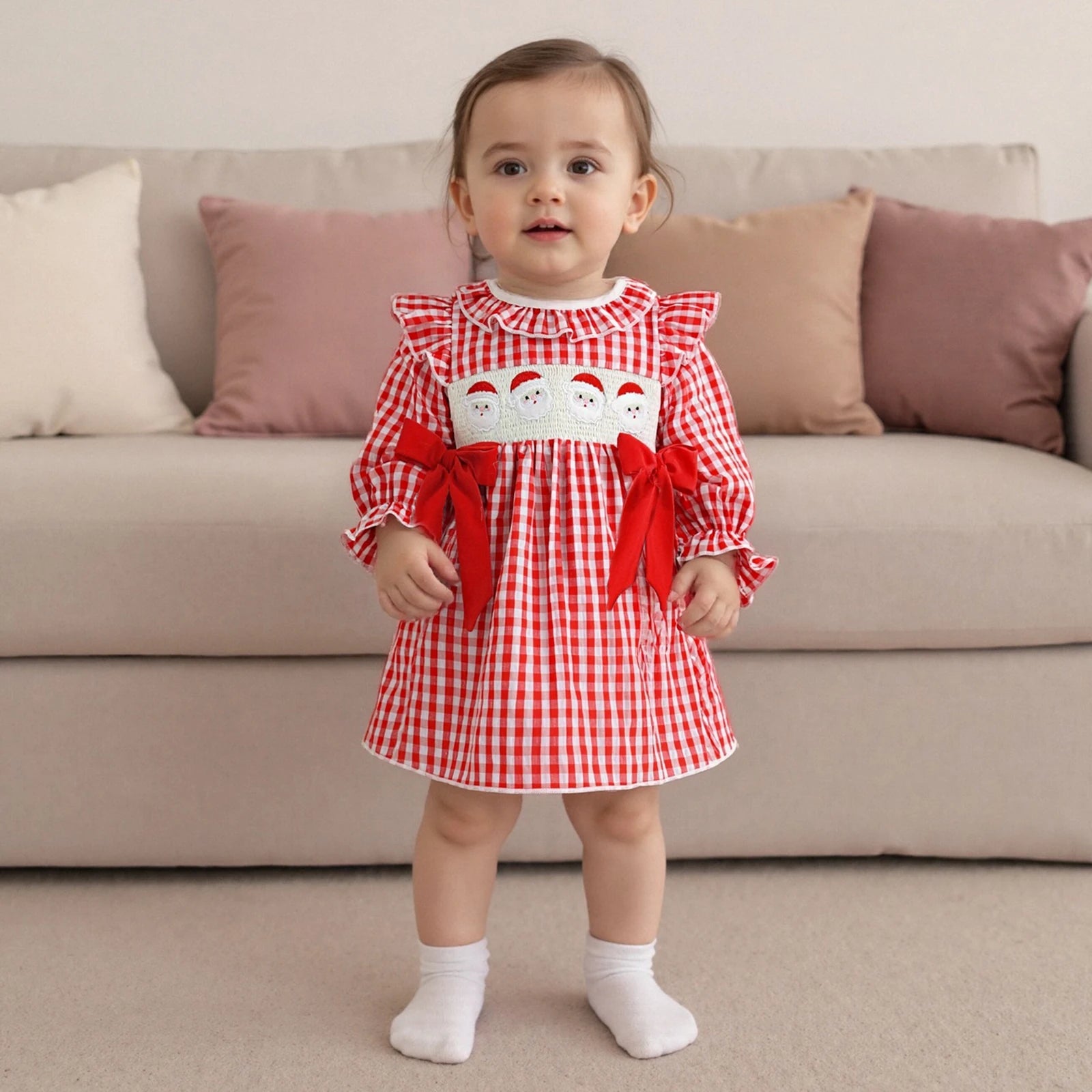 SANTA Plaid Bowtie Dress