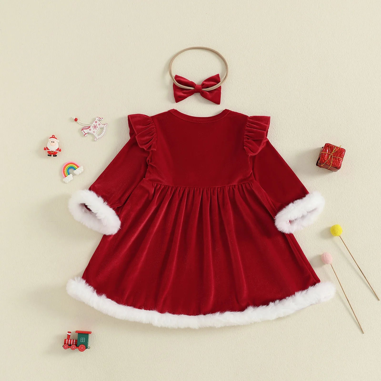 SANTA Velvet Dress with Headband
